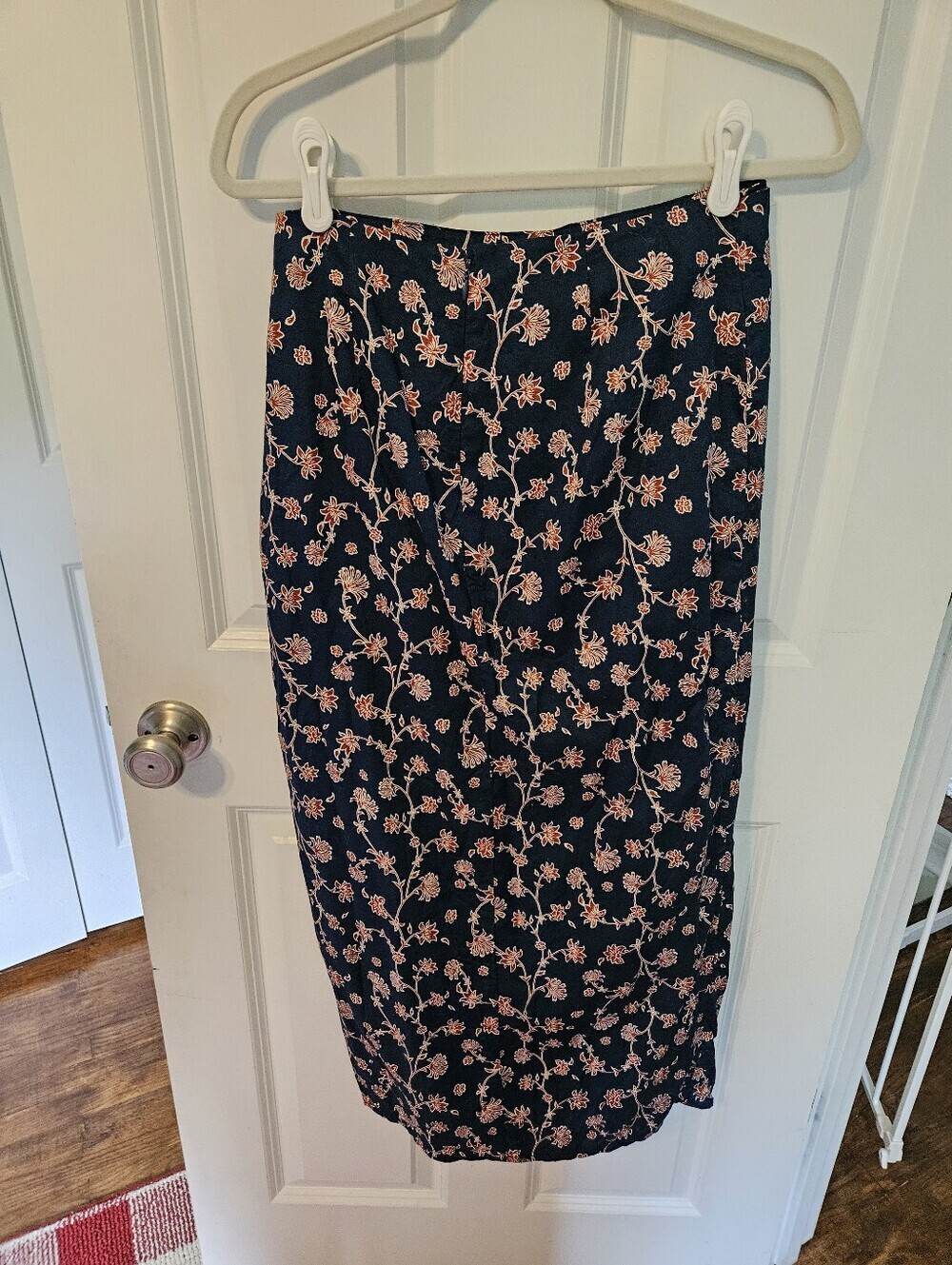 Future Collective Navy Floral Midi Tulip Hem Skirt